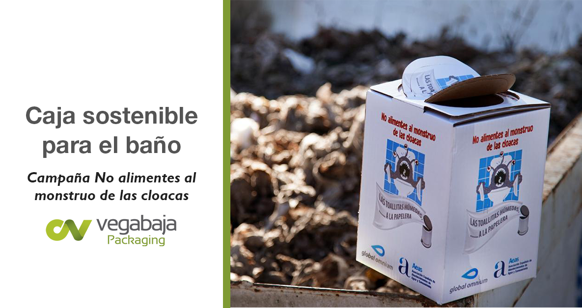 Cajas sostenibles para el baño Vegabaja Packaging. No alimentes al monstruo de las cloacas